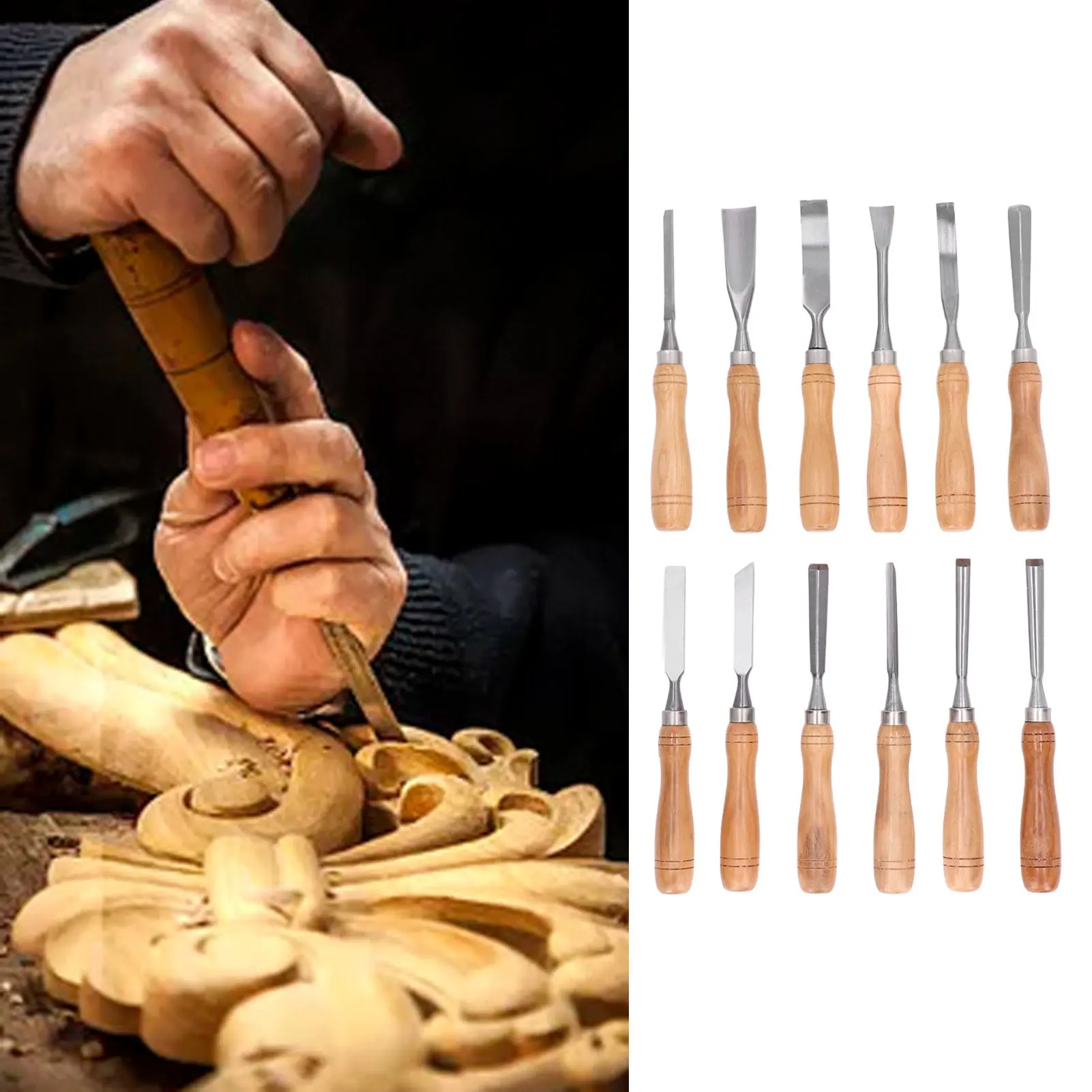 12Pcs/Set Wood Carving Tools,C - Wood Chisel Set review and price